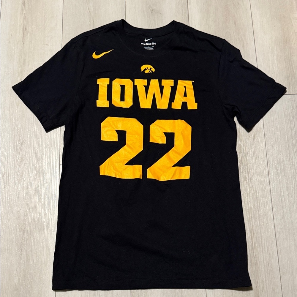 Nike Men’s Black Iowa Graphic Tee with Gold Print #22 Clark Size S